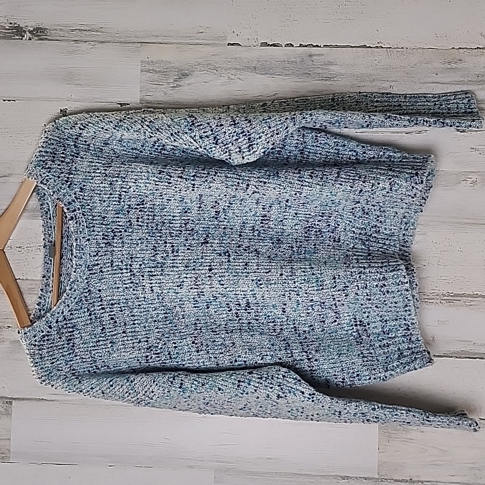 Falls Creek variegated blue turquoise crew neck pullover sweater Size XL NEW
